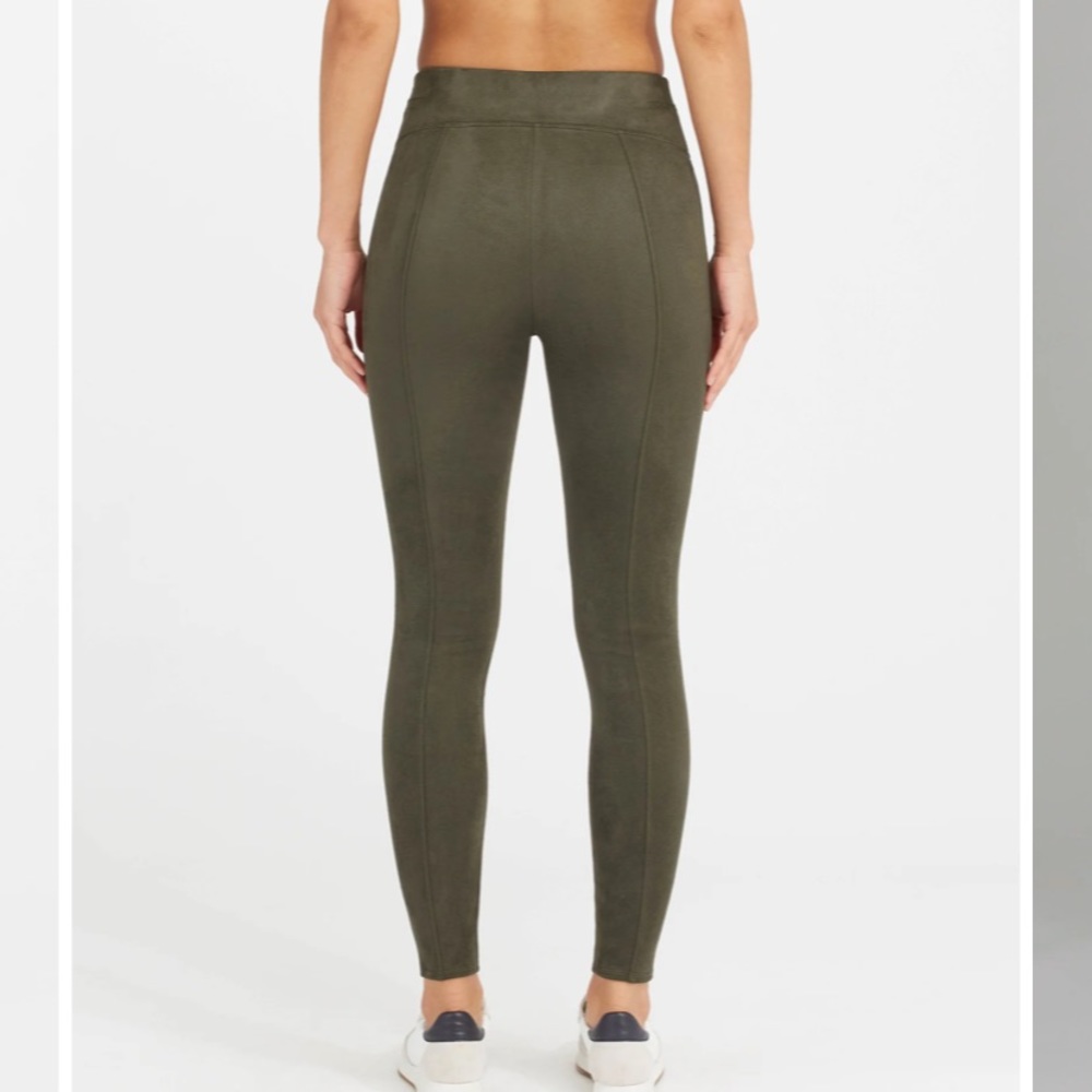 Faux Suede Spanx Leggings (Olive) - Picture 3 of 6